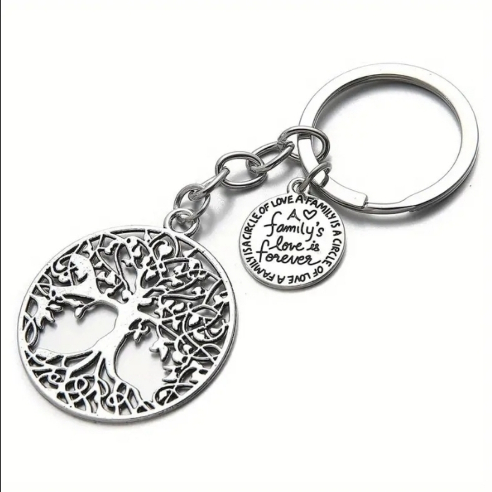Elegant Silver Tree of Life W/ Charm Keychain. New!